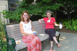 Picture of TESOL professor and student on a bench